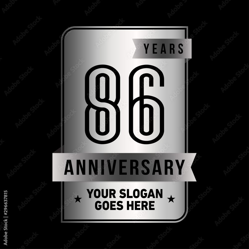 Obraz premium 86 years anniversary design template. Eighty-six years celebration logo. Vector and illustration.