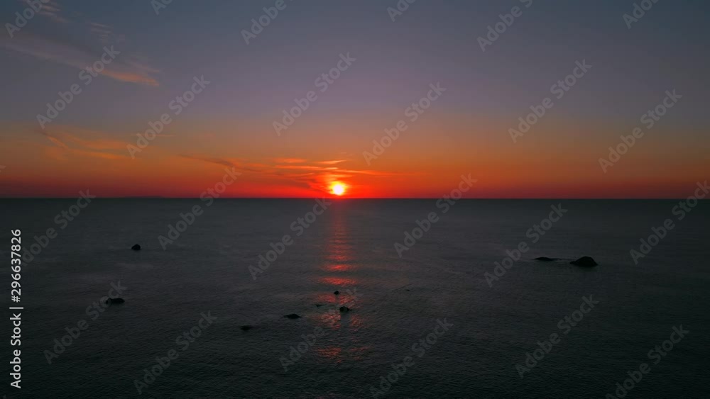 aerial drone 4k view of sunset on the sea aerial drone 4k view of sunset on the sea