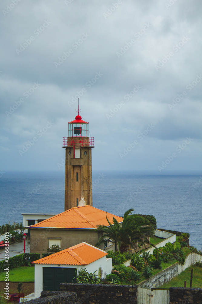Lighthouse Ponta Garca on Sao Miguel Island, Azores, Portugal