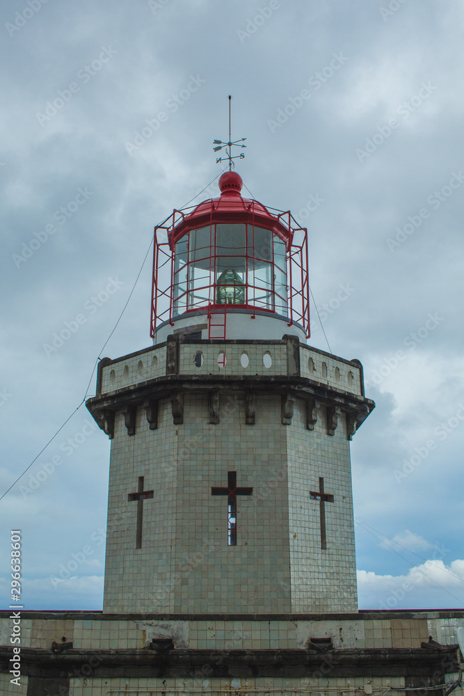 Lighthouse Arnel near Nordeste on Sao Miguel Island, Azores, Portugal