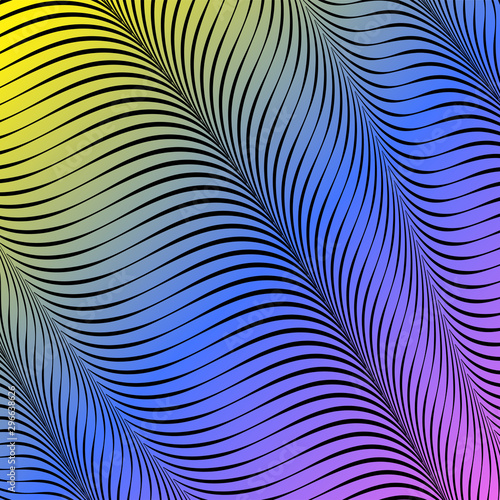 Abstract acid color wavy background  optical art  opart striped. Neon gradient
