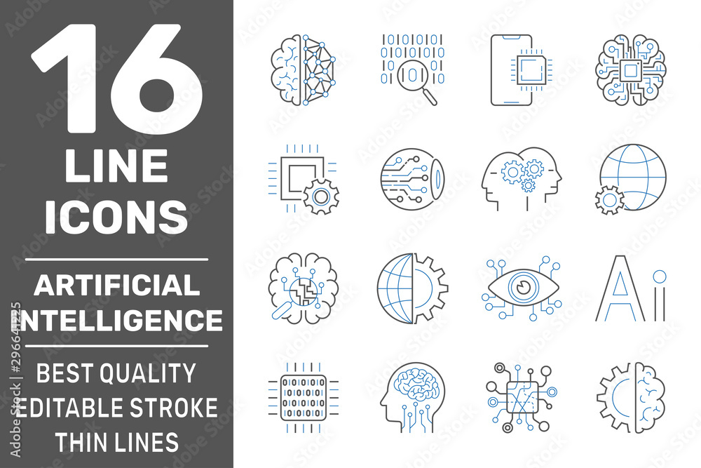 Artificial Intelligence, vector Line Icons Set. Editable Stroke. EPS 10 Artificial Intelligence, vector Line Icons Set. Editable Stroke. EPS 10