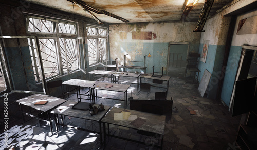 Chernobyl abandoned school classroom ruined horror
