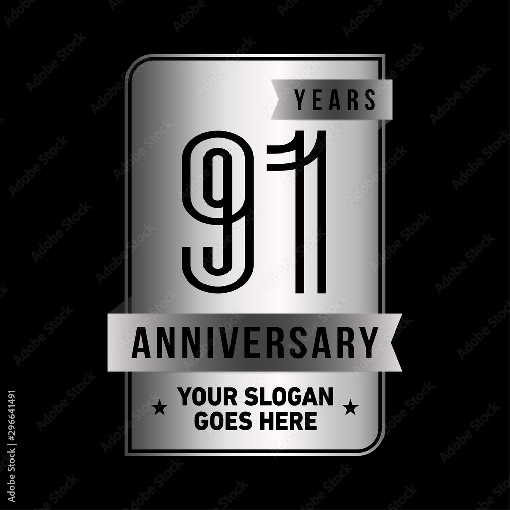 91 years anniversary design template. Ninety-one years celebration logo ...