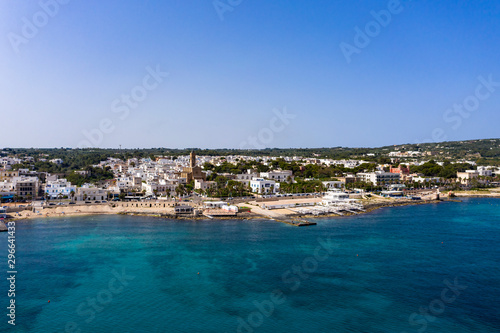 Fototapeta Naklejka Na Ścianę i Meble -  Aerial view, Santa Maria di Leuca with harbor, Lecce province, Salento peninsula, Apulia, Italy