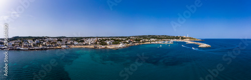 Aerial view, Santa Maria di Leuca with harbor, Lecce province, Salento peninsula, Apulia, Italy