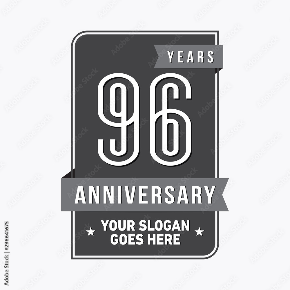 Fototapeta premium 96 years anniversary design template. Ninety-six years celebration logo. Vector and illustration.