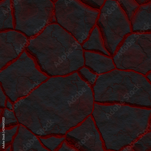 Dark grey old but still hot lava, cracked in red color, seamless background, very high resolution, red color