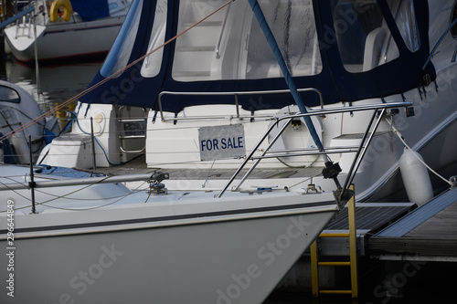 Yacht for sale in marina