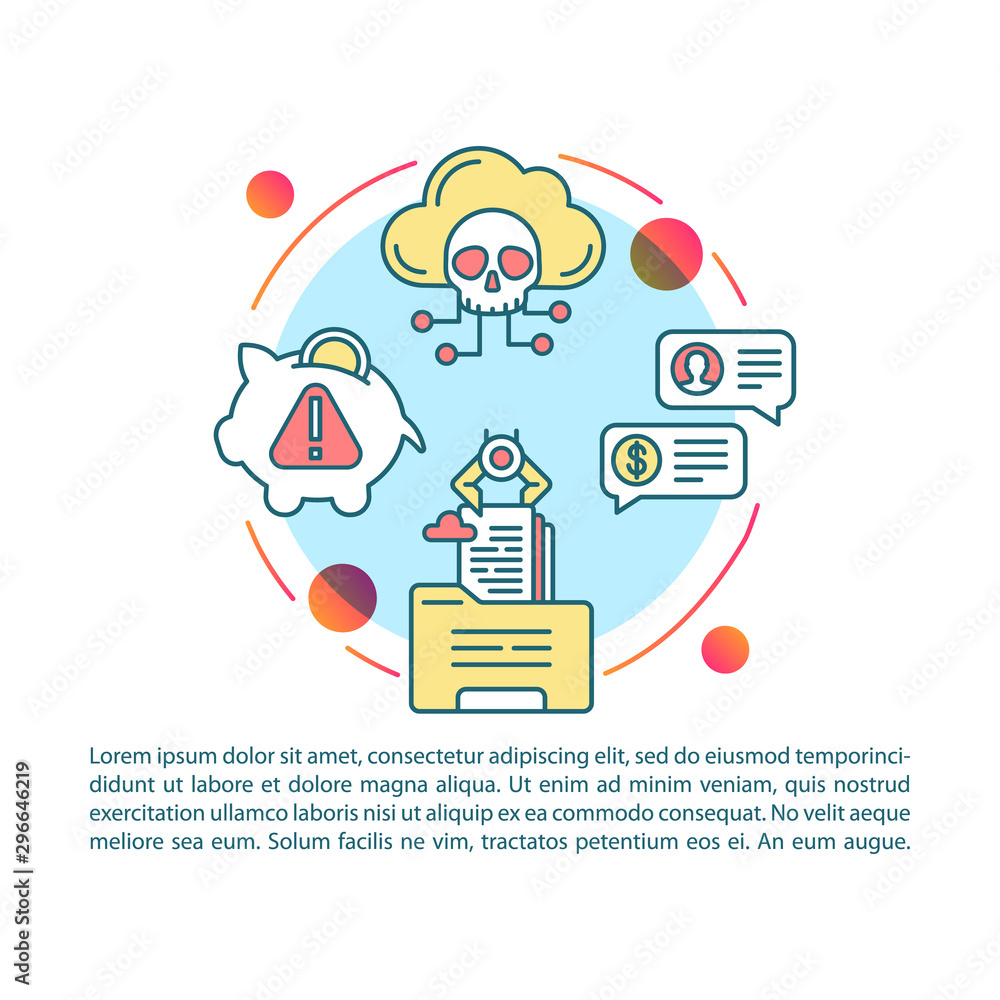 Attention scam article page vector template. Fraud alert brochure, magazine, booklet design element with linear icons. Stealing info. Internet crime. Print design. Concept illustrations with text Attention scam article page vector template. Fraud alert brochure, magazine, booklet design element with linear icons. Stealing info. Internet crime. Print design. Concept illustrations with text