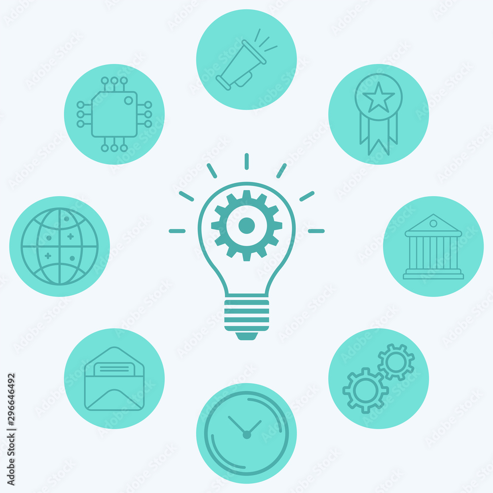 Light bulb and gear vector icon sign symbol Light bulb and gear vector icon sign symbol