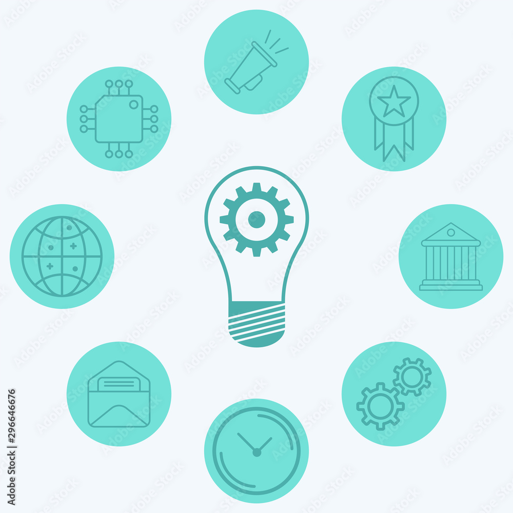 Light bulb and gear vector icon sign symbol Light bulb and gear vector icon sign symbol