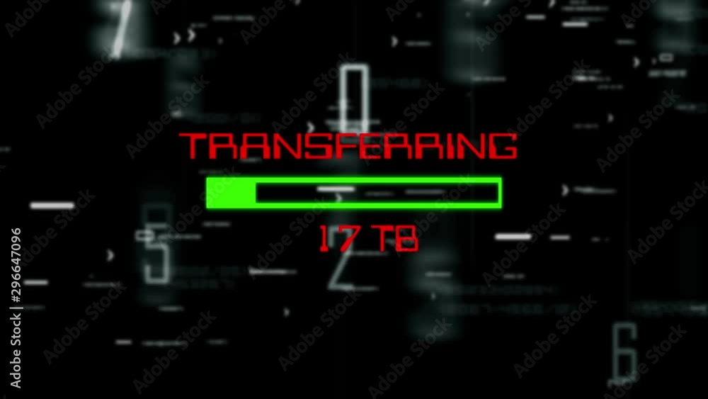 Transferring terabyte progress bar on digital background Transferring terabyte progress bar on digital background
