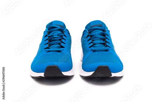 Blue sport shoes isolated on white background.