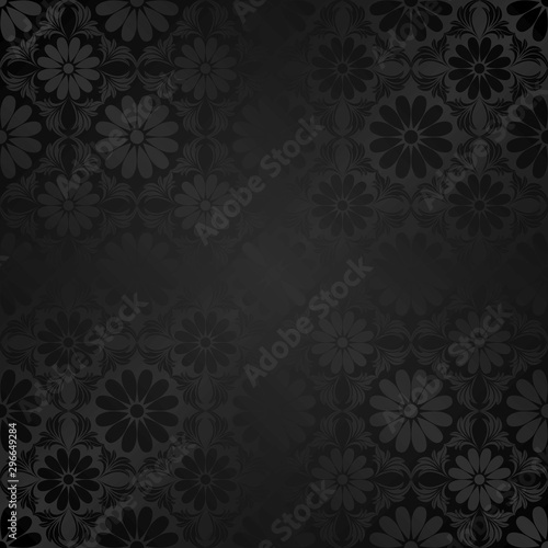 black background with floral pattern