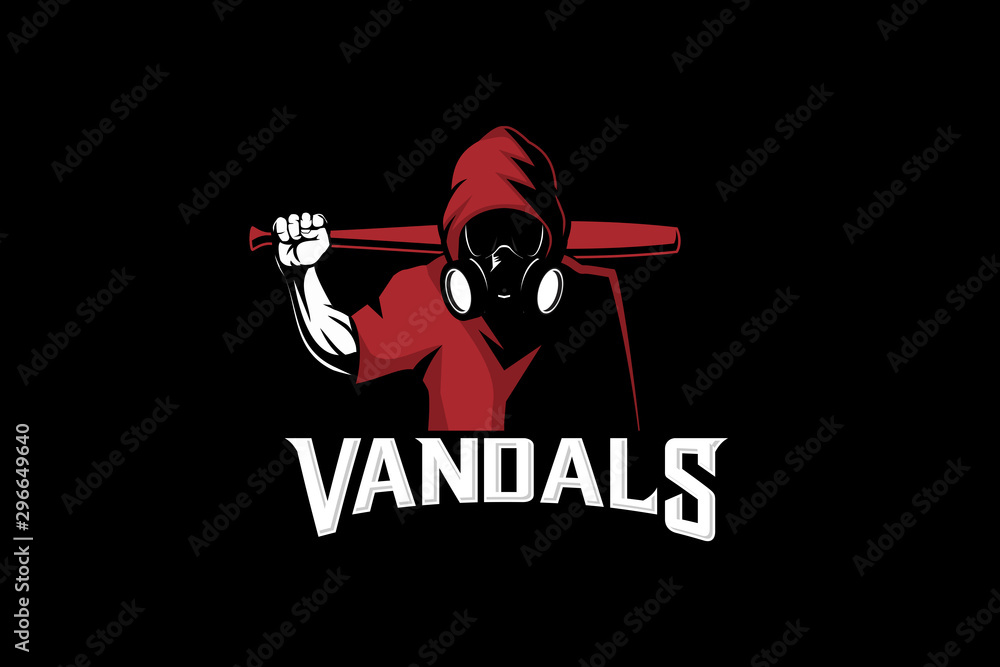 Hooded Man With A Baseball Sticks Stock Vector Adobe Stock