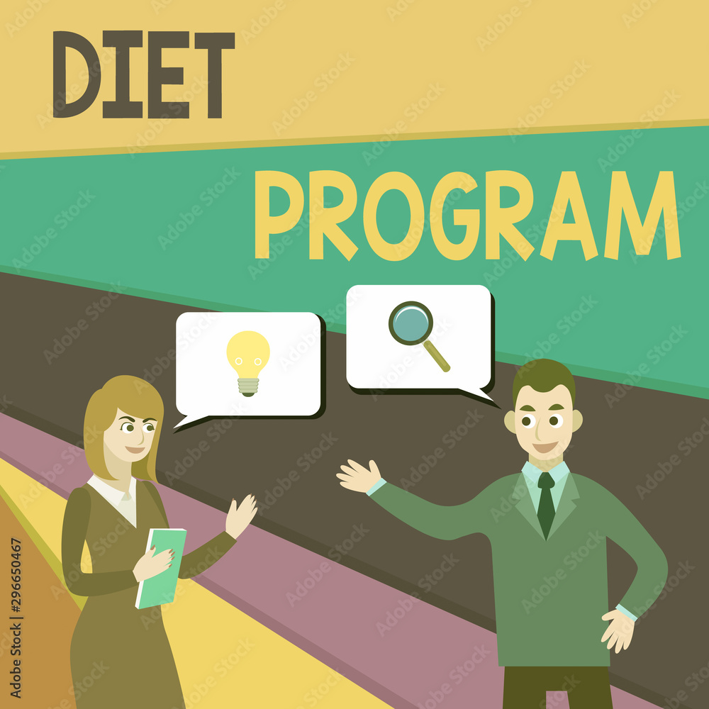 Text sign showing Diet Program. Business photo showcasing practice of eating food in a regulated and supervised fashion Business Partners Colleagues Jointly Seeking Problem Solution Generate Idea Text sign showing Diet Program. Business photo showcasing practice of eating food in a regulated and supervised fashion Business Partners Colleagues Jointly Seeking Problem Solution Generate Idea