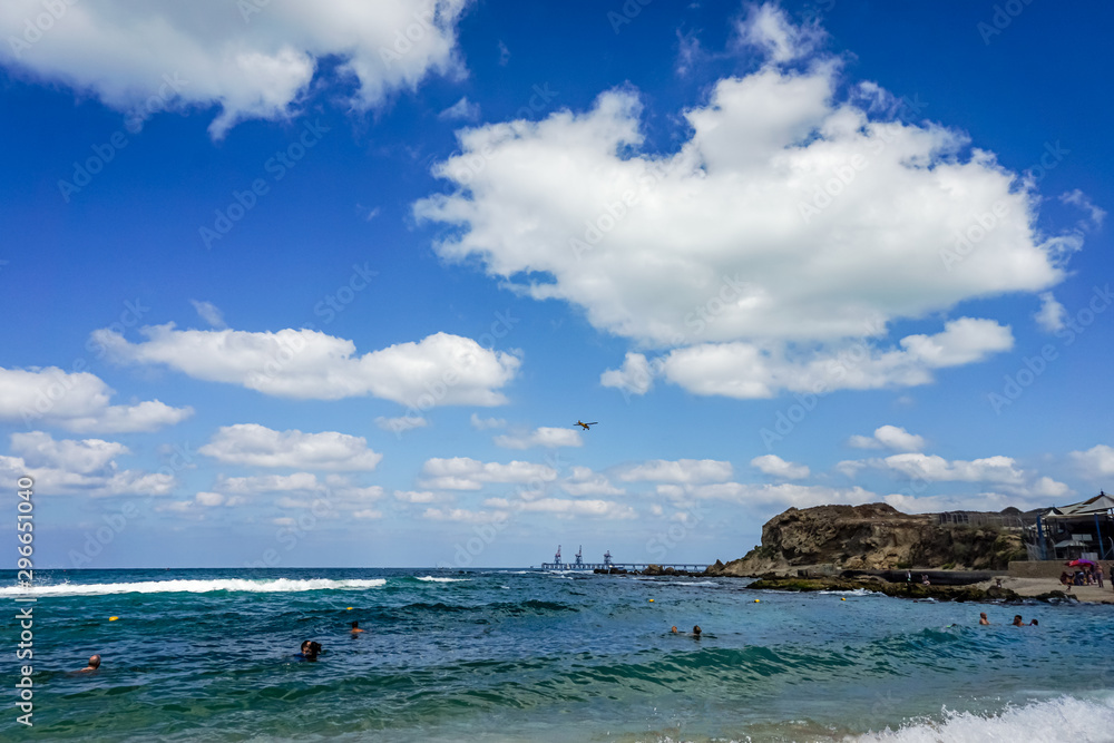 The Mediterranean coast of Israel on a Sunny day