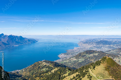 Beautiful landscape photography of the Lake Geneva (Lac Leman), Switzerland. Shot from the Rochers de Naye (Rocks). Incredible blue water © fotosdanielgbueno