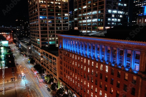 Photography traffic in the city at night