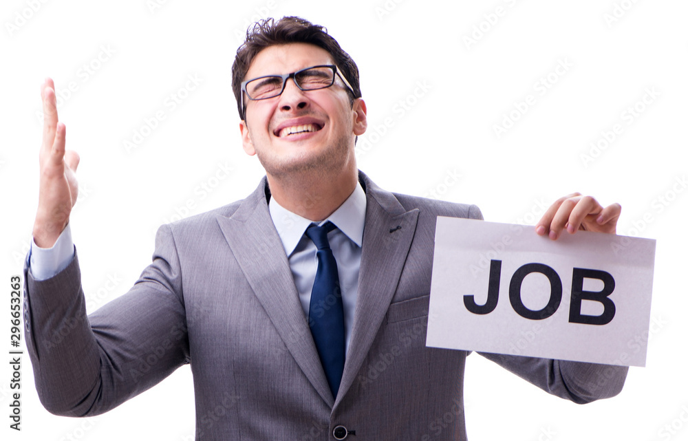 Businessman in recruitment concept isolated on white background Businessman in recruitment concept isolated on white background