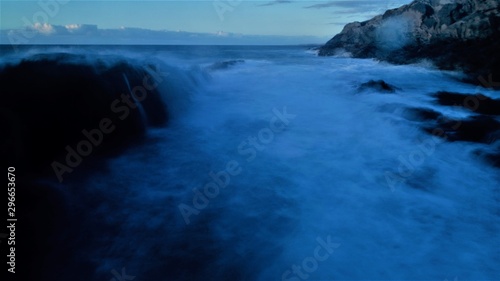 sunset from the north coast with the sea and the silk effect