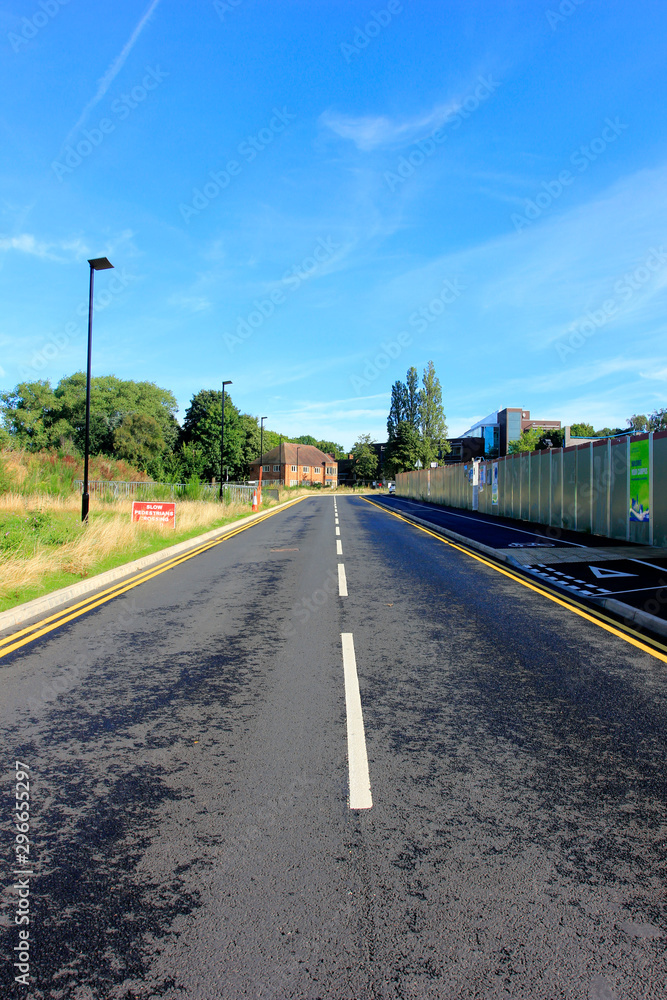 Road landscape in Birmingham university campus, UK Road landscape in Birmingham university campus, UK