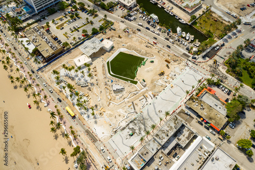 Aerial drone photo Fort Lauderdale Beach Park under construction 2019