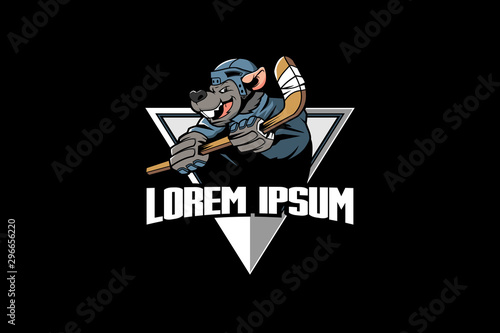 rat hockey sport logo vector