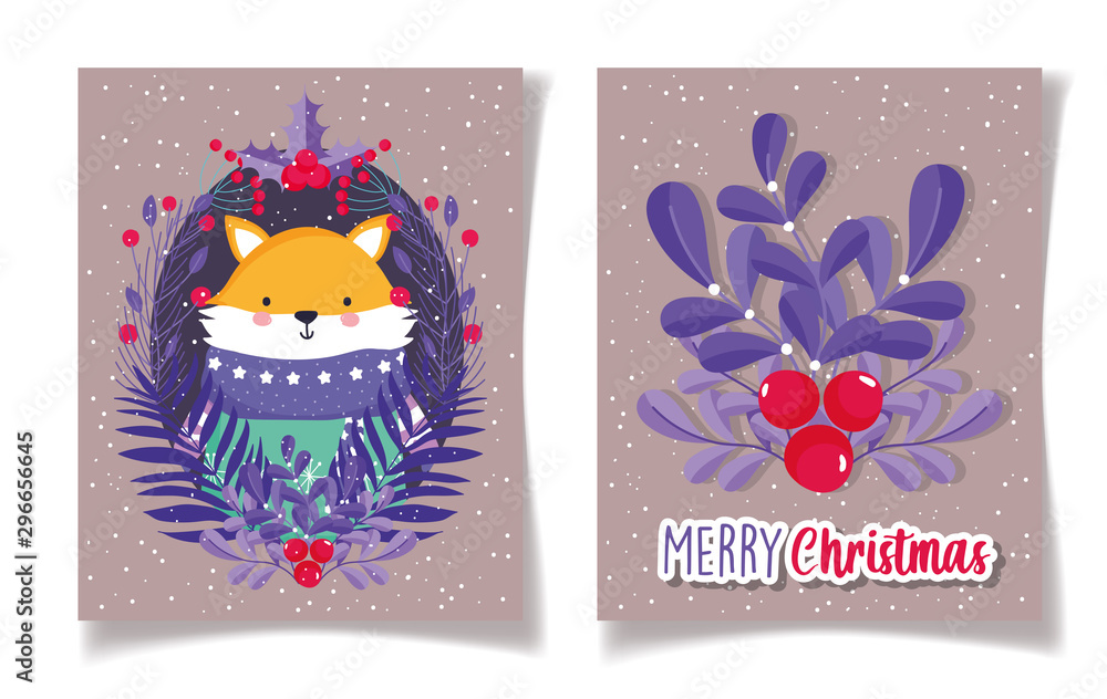 fox with sweater foliage holly berry 