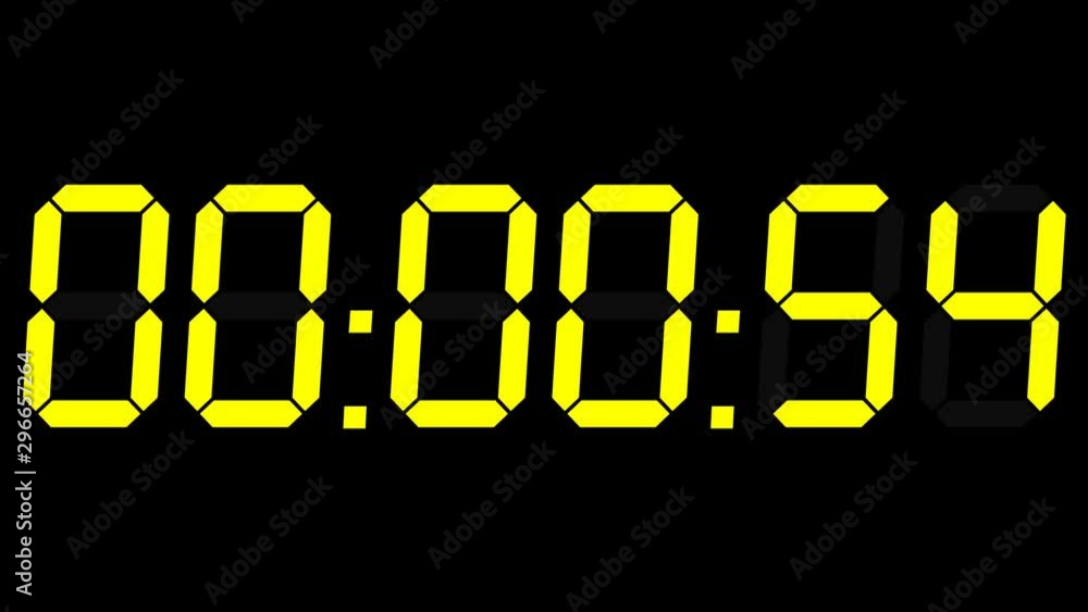 Digital Clock 1 Minute Count Down Yellow 4K Digital Clock 1 Minute Count Down Yellow 4K