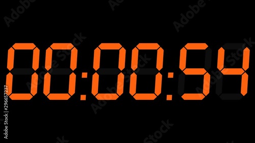 Digital Clock 1 Minute Count Down Orange 4K