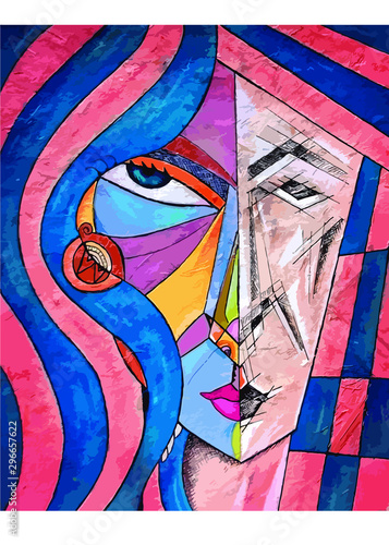 Rostro cubista de muchacha