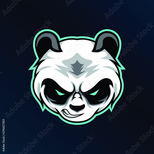 Panda head mascot vector illustrator for sport or esport gaming logo