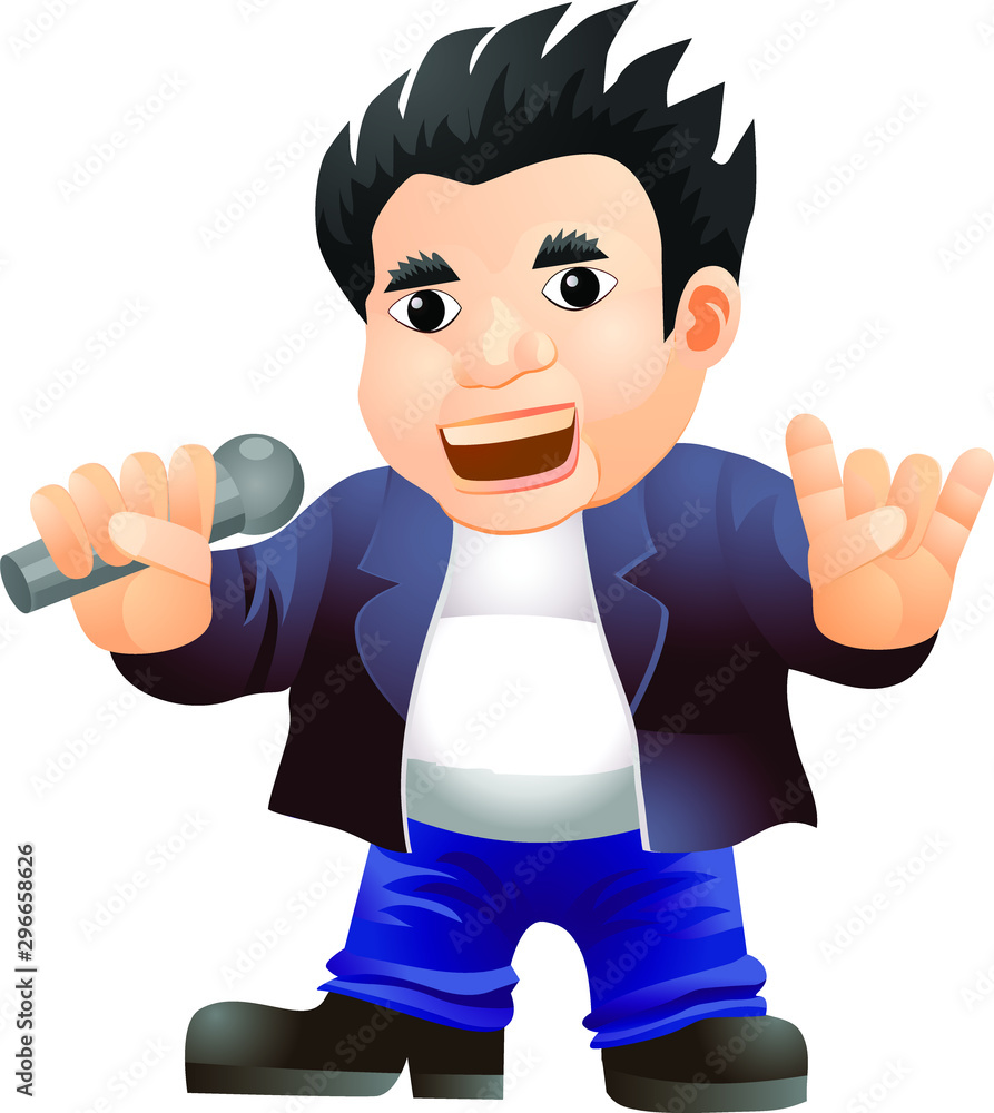 Rock music singer with microphone vector Rock music singer with microphone vector