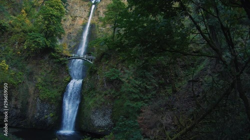 Northwest Travel Destination Multnomah Falls Waterfall with Bridge in Oregon photo