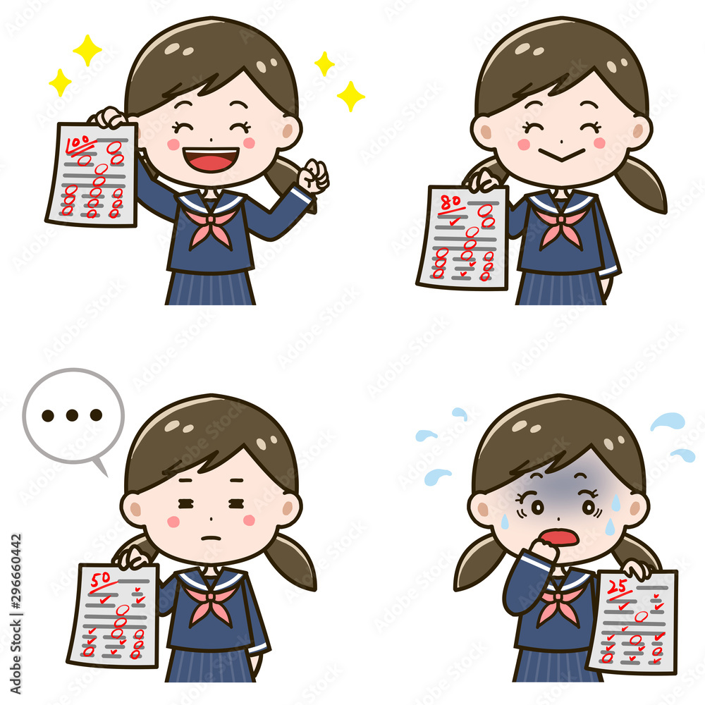 テスト 女の子 表情パターン イラストセット Ilustracion De Stock Adobe Stock