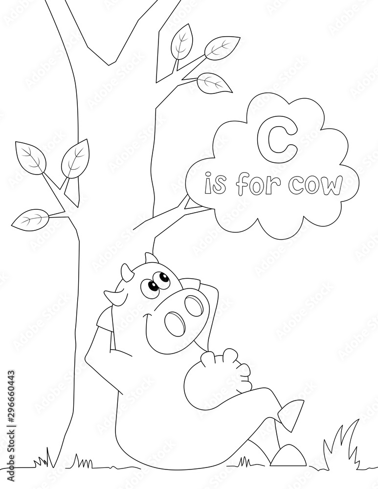 c is for cow, line drawing c is for cow, line drawing