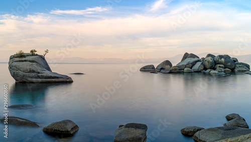 Bonsai Rock in Lake Tahoe, Nevada near Reno, located along the east shore of Lake Tahoe.