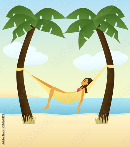 Woman relaxing in a hammock