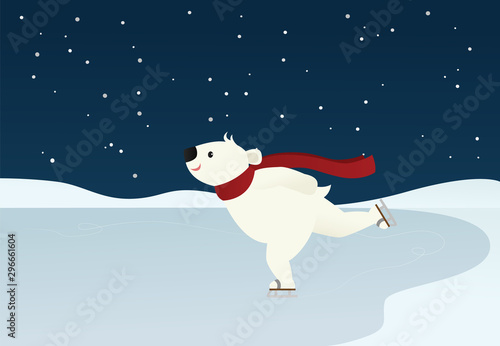 Ice skating polar bear