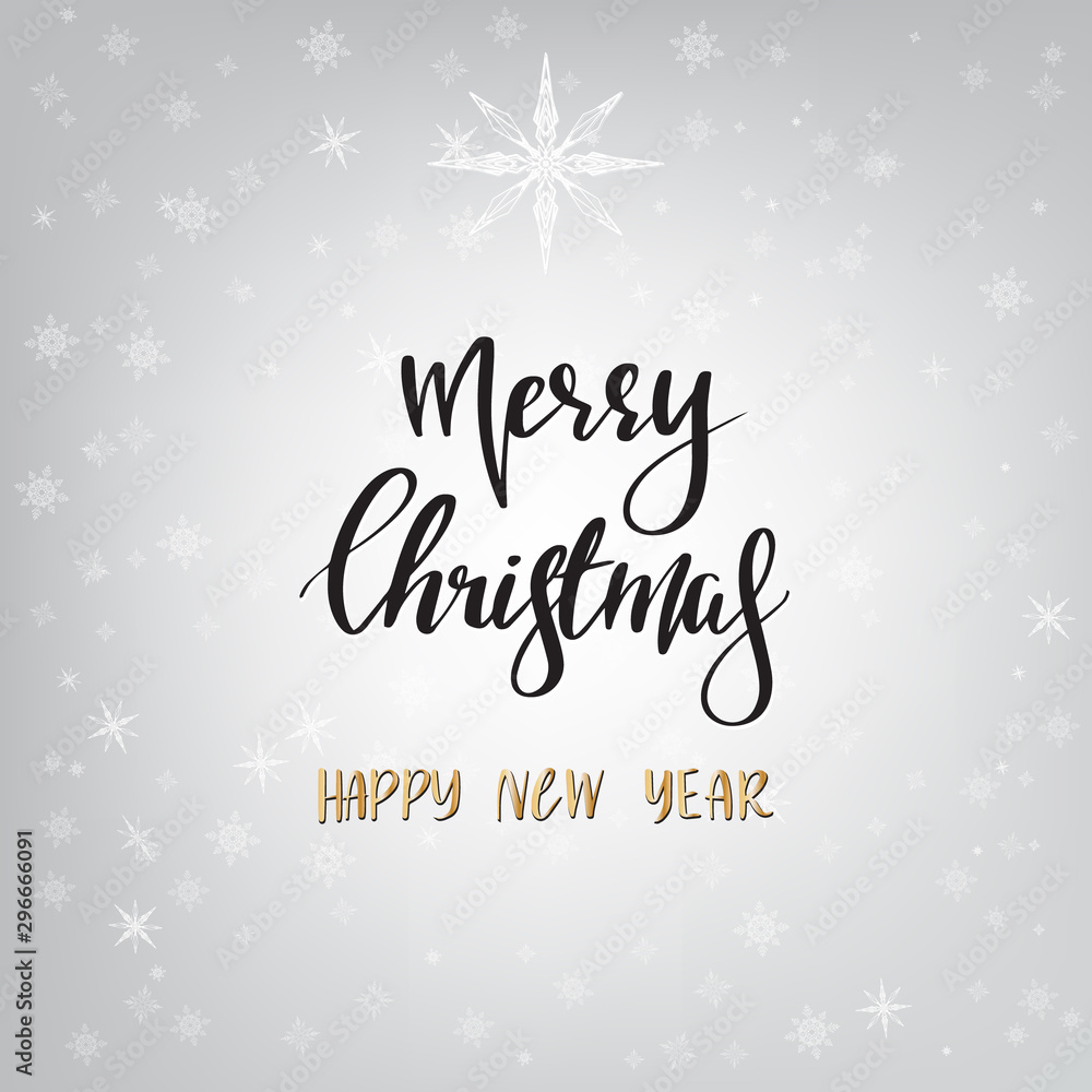 Merry christmas and happy new year calligraphy luxurious on silver baceground