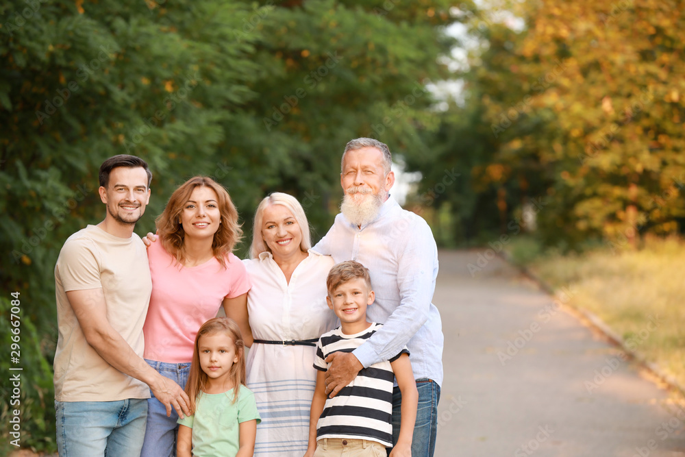 Portrait of big family in park Portrait of big family in park