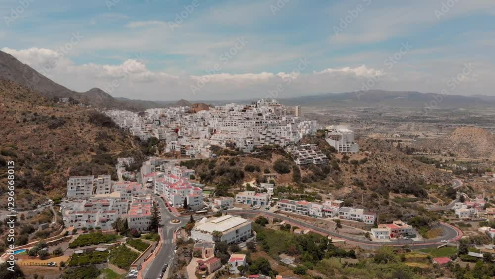 The white village of Mojácar during day light. Aerial shot. The white village of Mojácar during day light. Aerial shot.