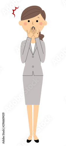 スーツの女性　驚く
