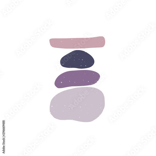 Zen stones flat vector illustration. Creative geometric shape pebble pyramid