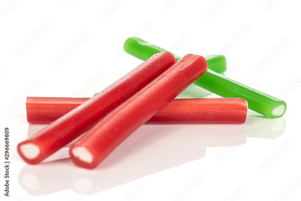 Group of five whole sweet stick candy isolated on white background Group of five whole sweet stick candy isolated on white background
