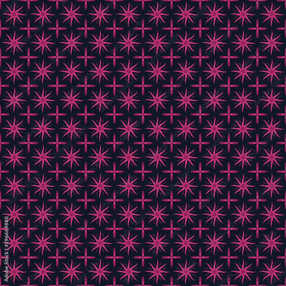 Indonesian batik seamless pattern with various motif javanese traditional culture, batik kawung in dark purple colorway, can applied to whole cloth Indonesian batik seamless pattern with various motif javanese traditional culture, batik kawung in dark purple colorway, can applied to whole cloth