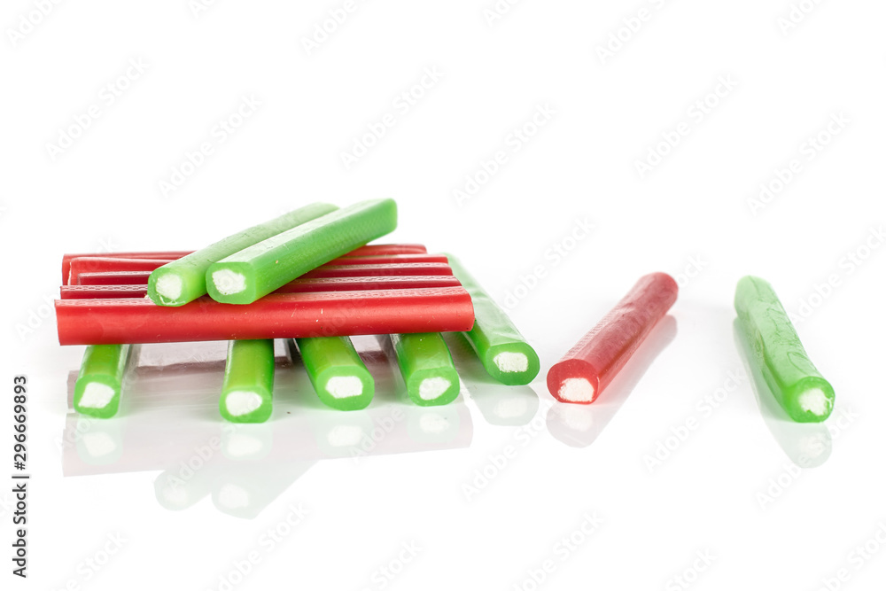 Lot of whole arranged sweet stick candy isolated on white background Lot of whole arranged sweet stick candy isolated on white background