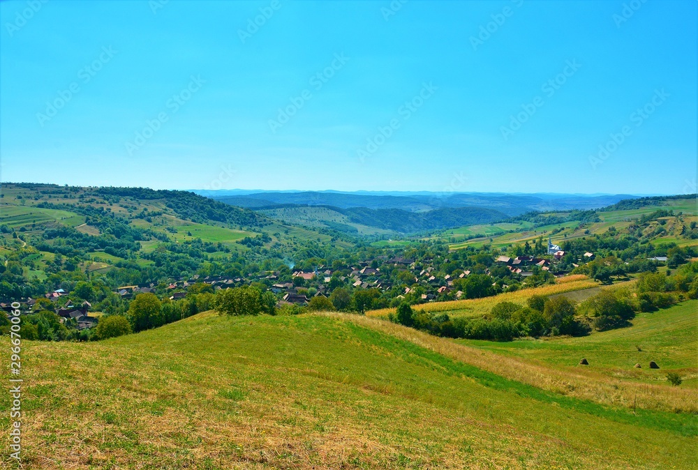 rural landscape from a hilly area of Romania
